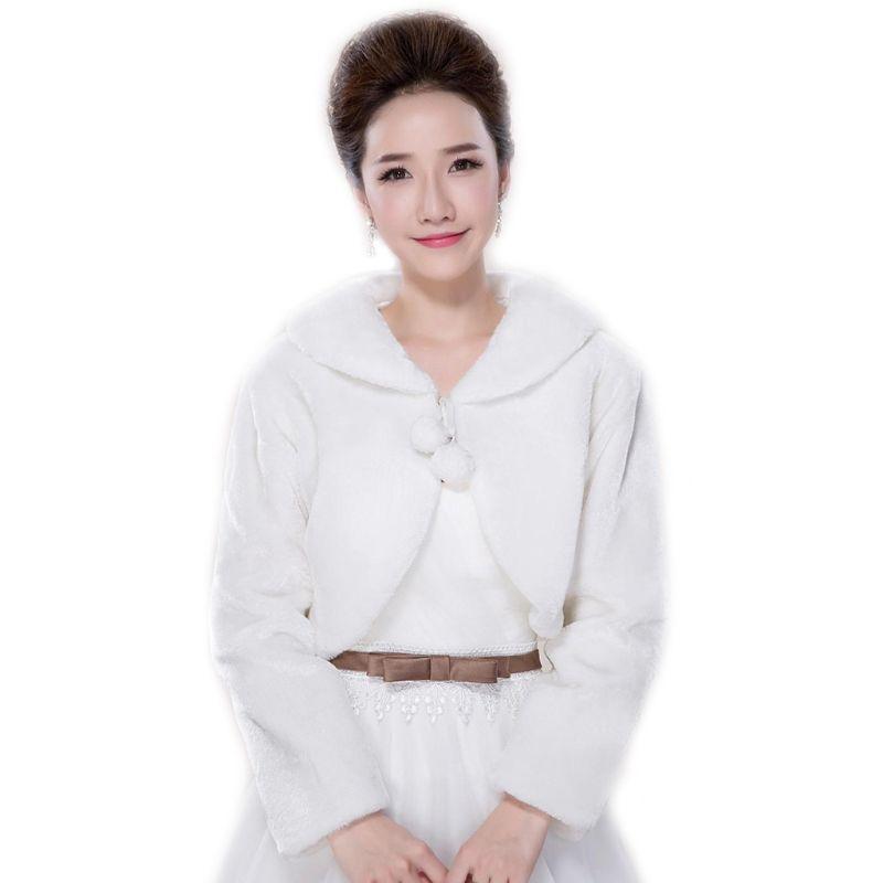 

Wraps & Jackets Womens Winter Warm Long Sleeve Plush Bolero Jacket Wedding Party Bridal Lapel Collar Coat Shawl With Lace Up Pompom