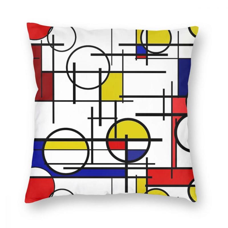 

Mondrian Pattern Abstract Geometric Art Square Pillow Case Cushions for Sofa 45*45cm Pillowcover Home Decor, White