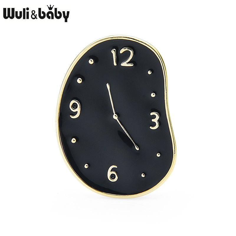 

Pins, Brooches Wuli&baby Enamel Clock Women Men Black White Time Office Casual Brooch Pins Gifts