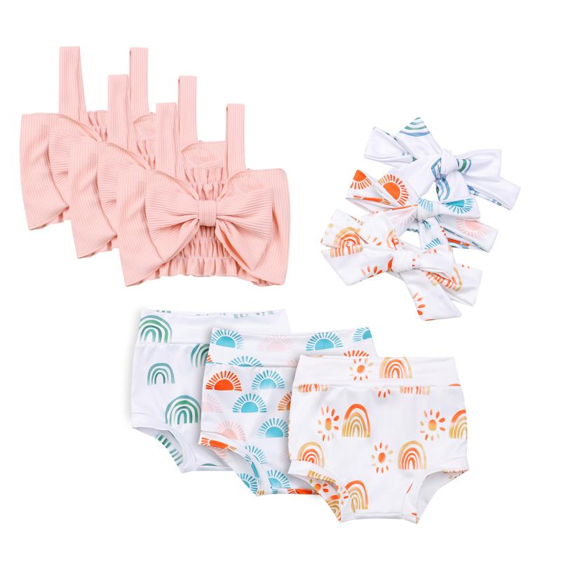 

Clothing Sets Baby Girls 3PCS Summer Outfits, Sleeveless Bow Knot Strap Crop Tops + Shorts Headband Set, White