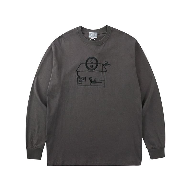 

2021 New 20ss Geometric House Embroidered Japanese Retro Leisure Ce Top Tee Fashion Men Women T-shirt Bsba, Brown