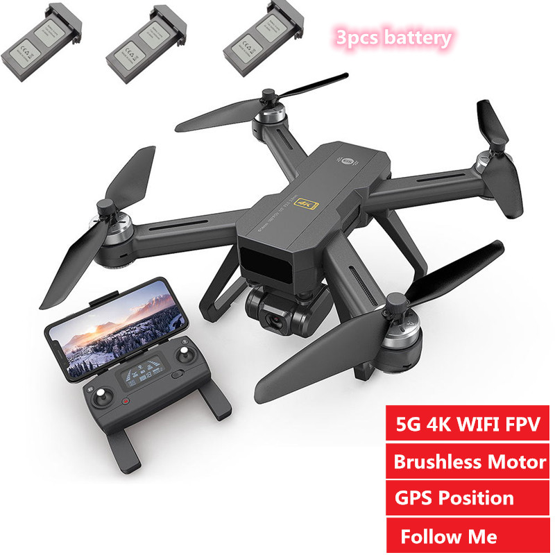 

WIFI FPV RC Drone With Wide Angle HD Camera Foldable Arm RC Quadcopter RTF Drone with 3pcs battery 5G 4K GPS Follow Me Drone toy, With 1 battery