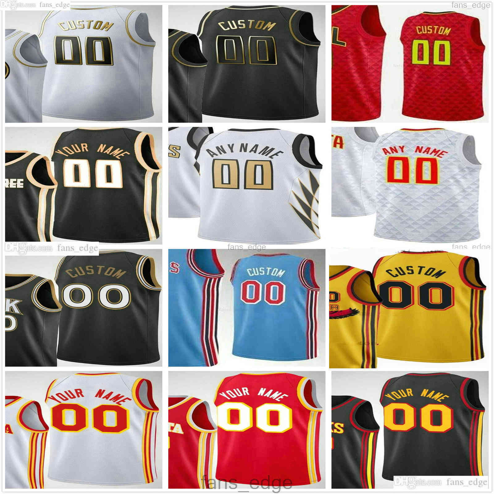 

2021 City 75th 2022 Edition Custom Printed Trae 11 Young Bogdan 13 Bogdanovic John 20 Collins Men's Woman Kids Basketball Jerseys, As picture