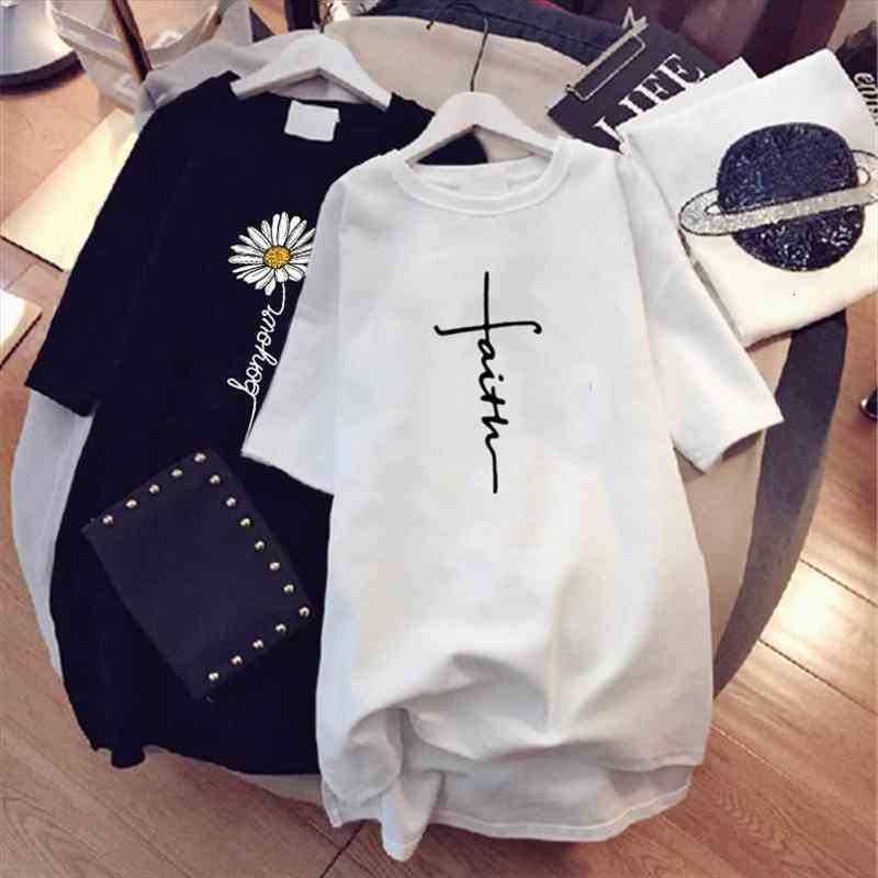 

Summer Harajuku Flower Print Women Dress Letter Loose Black T Shirt Korean Short Sleeve Streetwear Sundresses, Black;gray