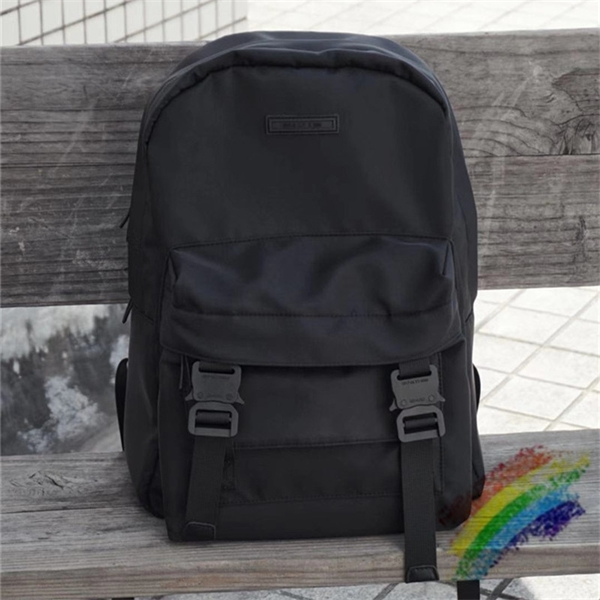 

New ALYX Backpacks Men Women 1:1 Top Quality 1017 ALYX 9SM Double Front Pockets Bags Nylon Rubber Patch Tee C0226