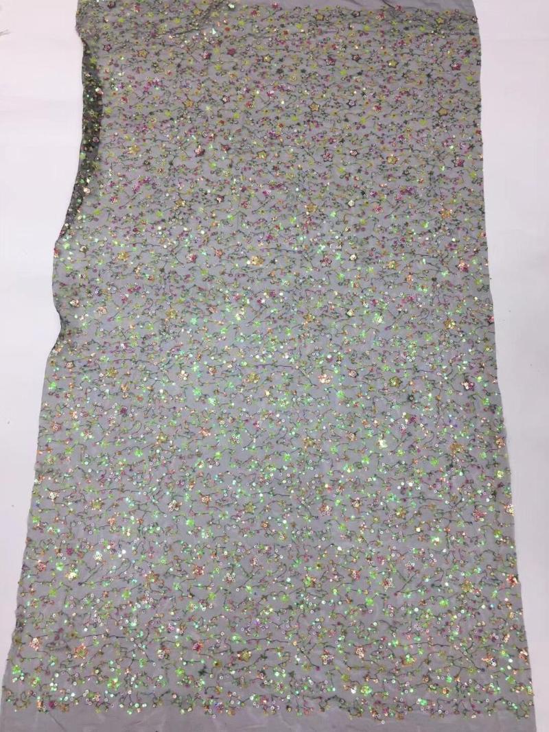 

embroiderd lace fabric CiCi-10.4302 with sequins beautiful Nigerian sequins lace fabric for party dress