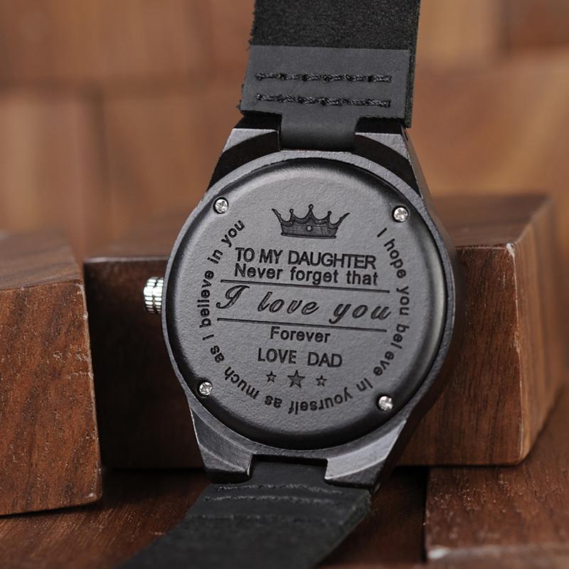 

Wristwatches Personalized Gifts Wood Watch Christmas Party Gift For Daughter Birthday Private Custom Messages Wooden Watches Dropshiping, Watch-02