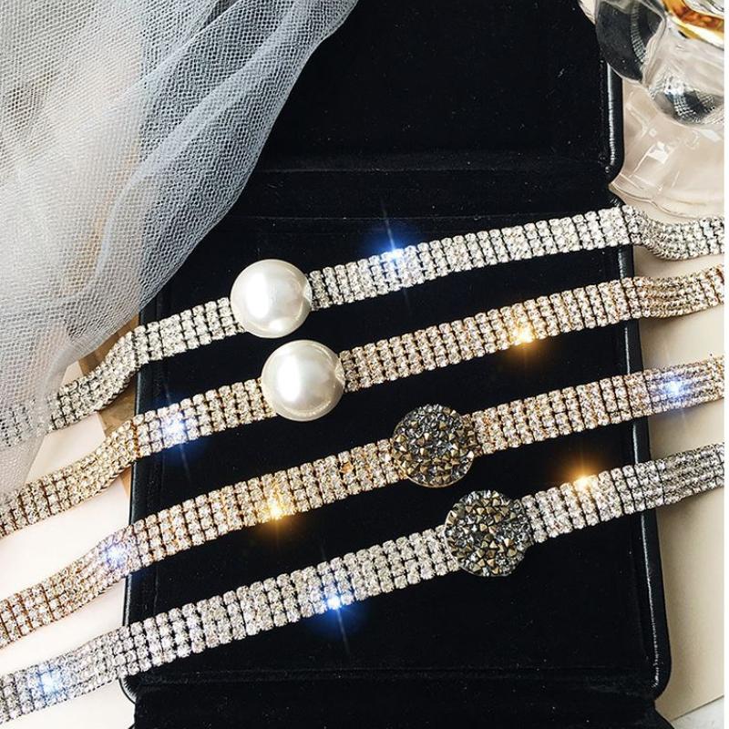 

Chokers Full Diamond Pearl Collar Necklace Neck Chain Ins Net Red Jewelry Short Neckband Female Clavicle Niche