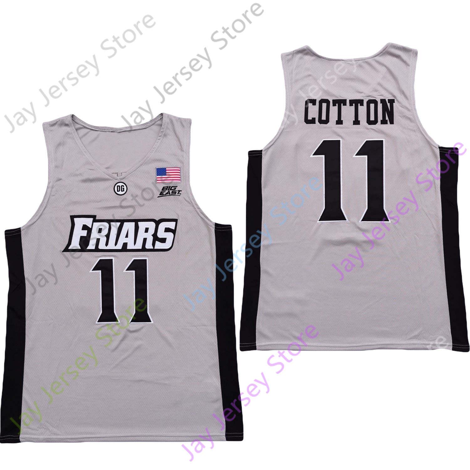 

2020 New NCAA Providence Friars Jerseys 11 Cotton College Basketball Jersey Grey Size Youth Adult All Stitched, Black;red