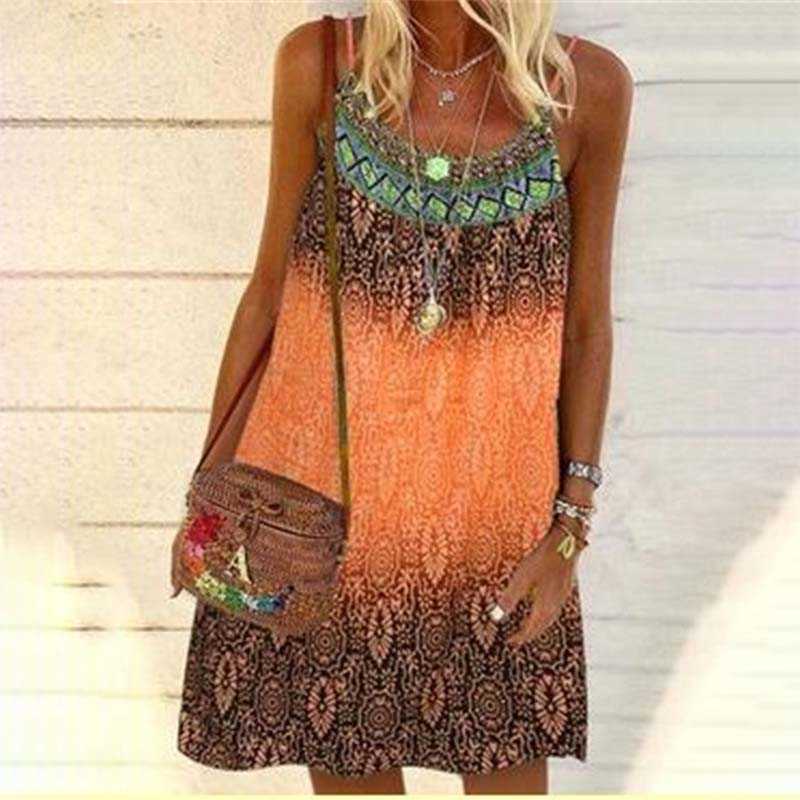 

Strap Sleeveless Vintage Print Dress Women Casual Loose Plus Size Streetwear Beach Party Summer Boho Oversized Dresses 210608, Skyblue-1