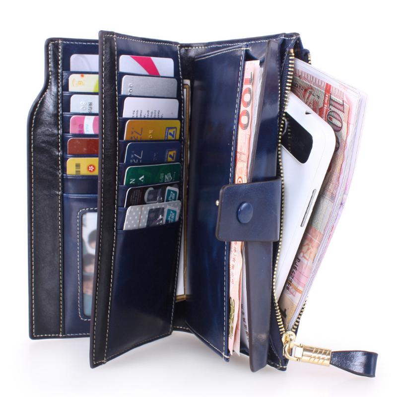 

Womens Genuine Leather Wallet and Purse Clutch Large Capacity Luxury Business Wallet Zipper Pocket Female Card Holder hasp walle, Brown