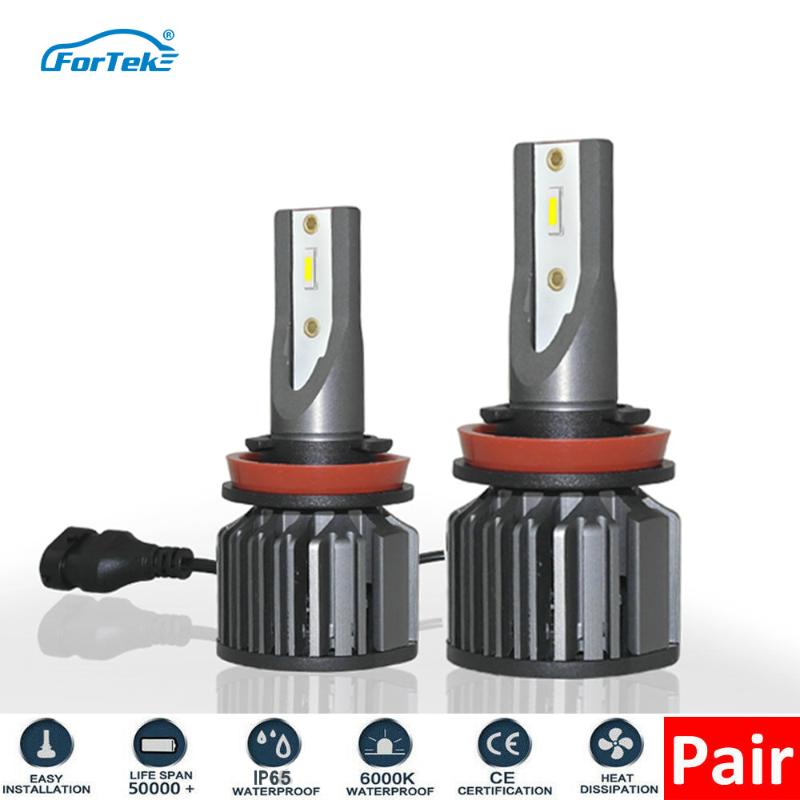 

Car Headlights FORTEK Headlight Led Bulbs 6000K 50W Super Bright Bulb Mini Body High Low Beam Light H1/H3/H4/H7/H11/9003/9005/9006/9012