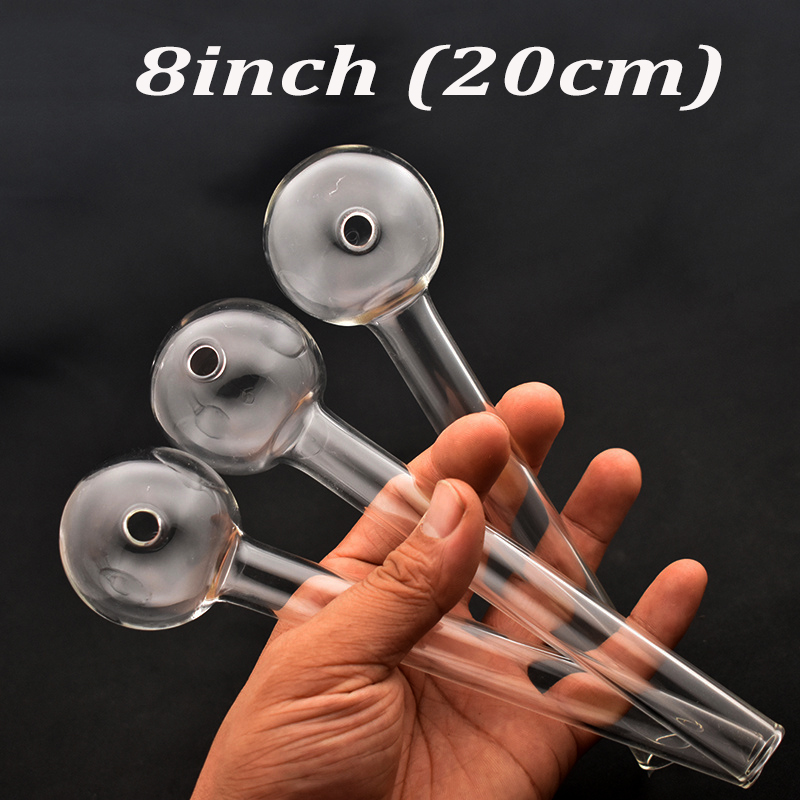 

Thick Pyrex Hookah Glass Oil Burner Pipe large size 20cm lenght Clear Tube Burning Pipes Transparent Tubes Nail Tips for Bongs Dab Rigs