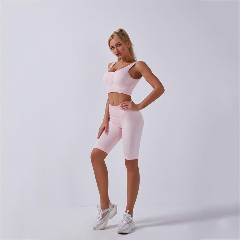 

Women Seamless Yoga Set Sports Bra High Waist Fitness Gym Shorts Gym Set Running Sportswear Workout Clothes Sports Suits, Bra black