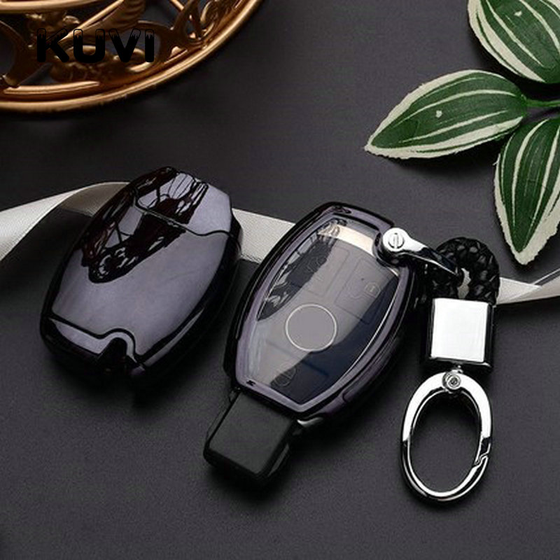 

Good quality TPU+PC Car Key Case Cover Key Holder Chain Ring For Mercedes Benz W203 W210 W211 W124 W202 W204 AMG Accessories