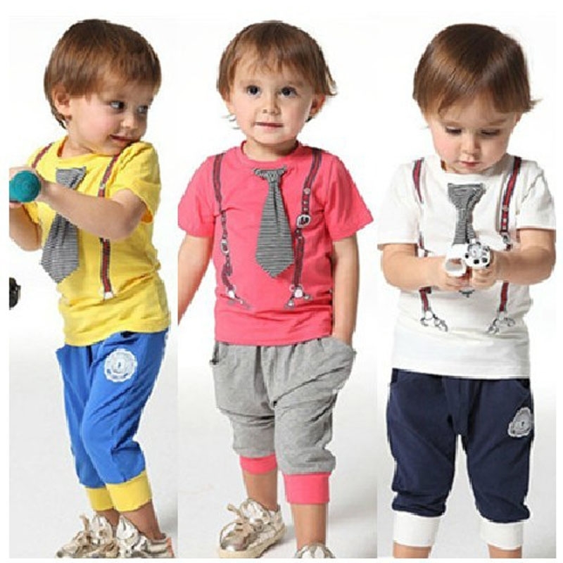 

high quality 100% cotton spring-summer arrived casual sport tie children baby boy girl clothing sets 210615, Red
