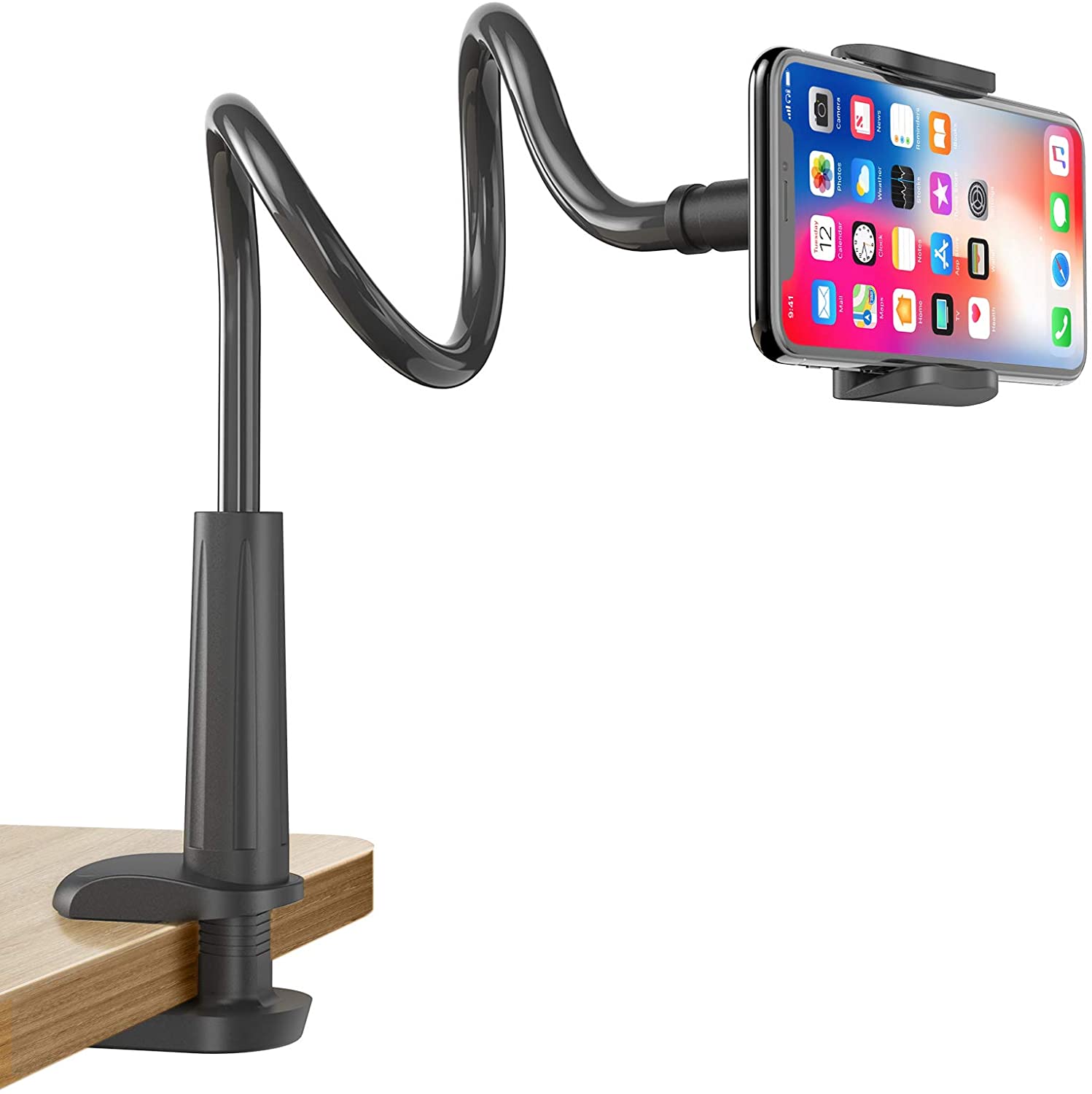 Support de téléphone portable à col de cygne, support de téléphone flexible universel à 360 °, pince de montage paresseux pour tous les appareils