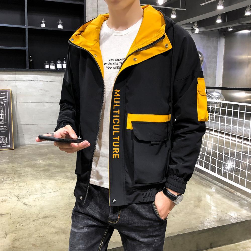 

2021 New Men Spring Autumn Casual Solid Jackets Streetwear Overcoat Baseball Mens Thin Pilot Hooded Jacket X8bl, Black