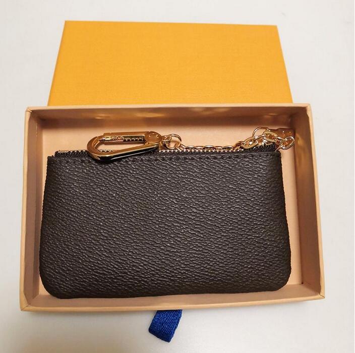 

luxury Brown key pouch Designer Fashion Womens Mens Key Ring Credit Card Holder Coin Purse Luxury Mini Wallet Bag Charm Brown Canvas, Brown with box