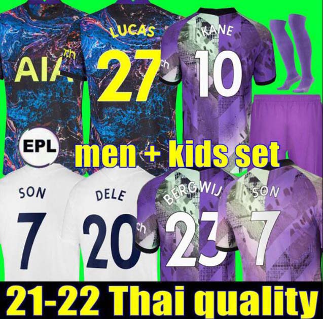 

Men + KIDS 21 22 KANE SON BERGWIJN NDOMBELE Soccer Jerseys 2021 2022 Tottenham DELE jersey Football shirt third Morgan LUCAS HØjbjerg Loris ROMERO REGUILON BRYAN TOP, Home aldult