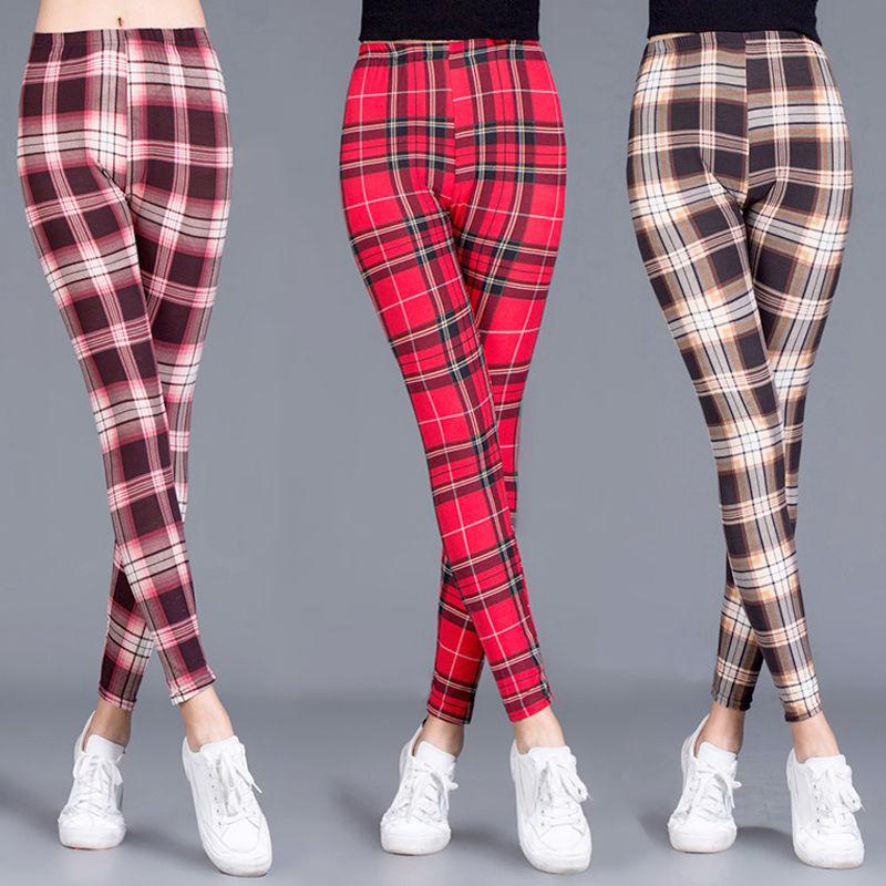 

Women's Leggings Spring/summer/autumn Lattice Vertical Stripes Outer Wear Casual Stretch Pencil Pants Thin Trousers