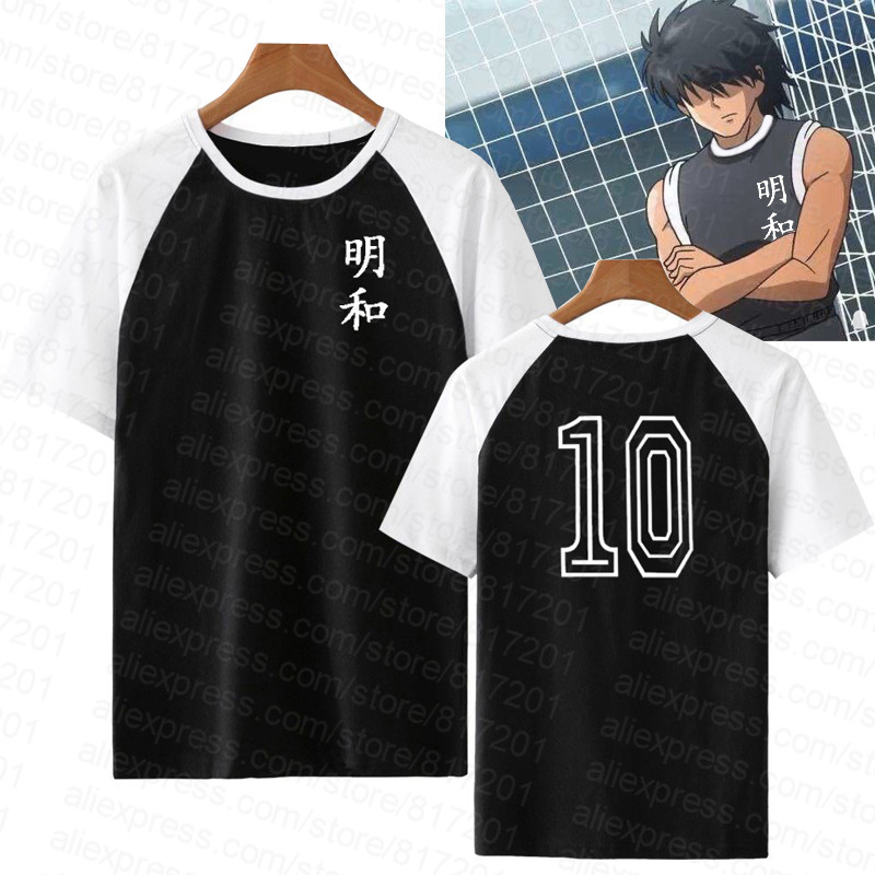 

New arrival Fashion Captain Tsubasa /Kojiro Hyuga Japanese Anime funny football t shirt men women Cosplay soccer Shirts, White;black