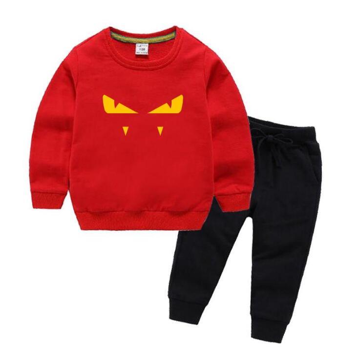 

Little Devil Luxury Designer Fashion Kids Boy Girl Clothes Sportswear Spring Baby Hoodies 2Pcs/sets Children Outfit Toddler Cotton sets, White