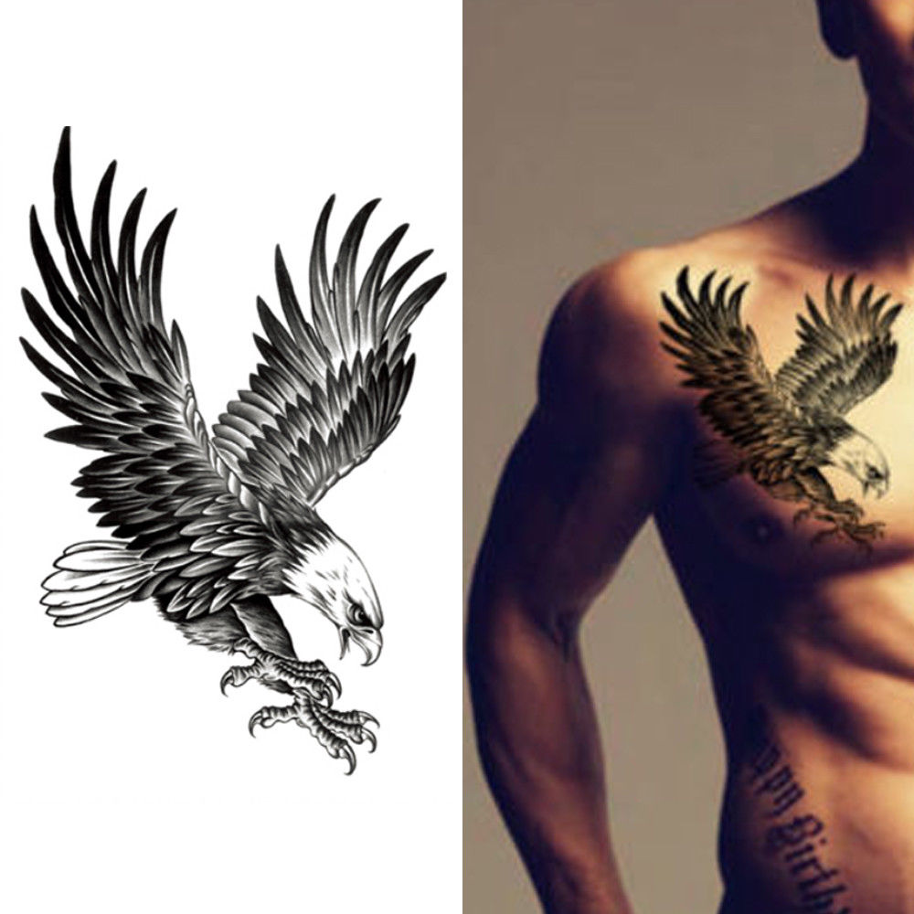 Nova águia impermeável corpo temporário arte braço ombro tatuagem tatuagem adesivo mulheres / homens venda quente