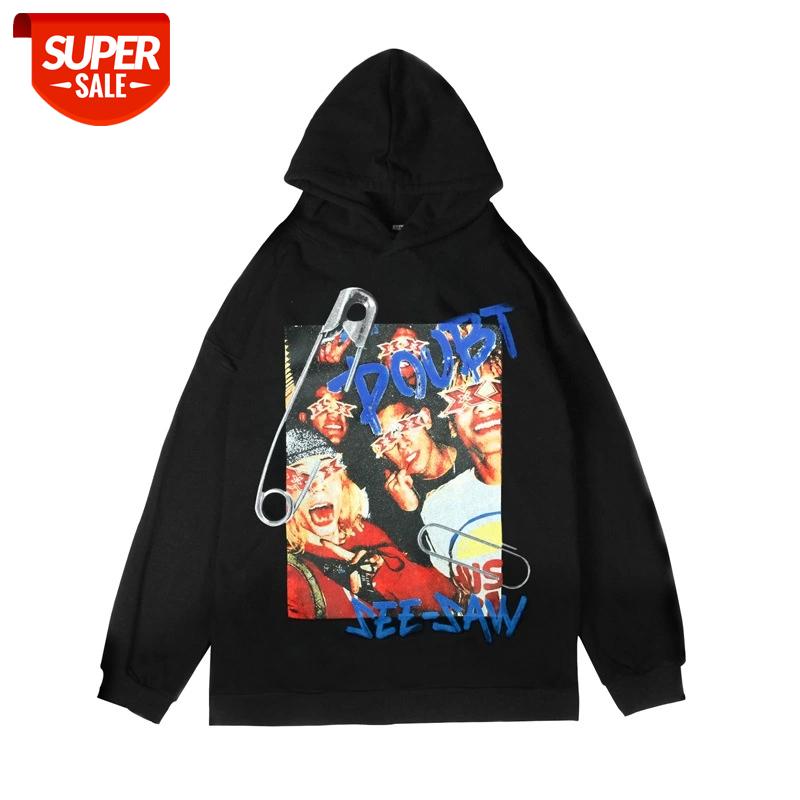 

SEVEYFAN 2021 Men's Hip Hop Sweatshirts Characters Printed Hoodies Black Autumn Cotton Pullover for Male #Kt20