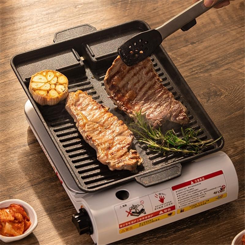 

Pans Korean Griller Pan BBQ Grill Non-stick Maifan Roast Samgyupsal Samgyeopsal Yakiniku General Use Portable Butane Gas Stove