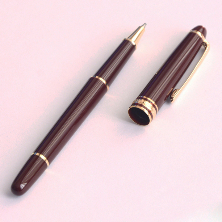 

Luxury 163 pens classic Burgundy Rollerball and ballpoint pen with serial number red resin Stylo gift