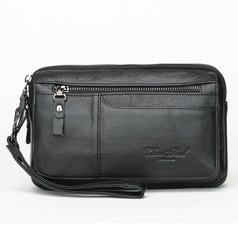 

Genuine Leather Men Clucth Long Purse Carteiras Mujer Handy Bags Wallets, Coffee 1