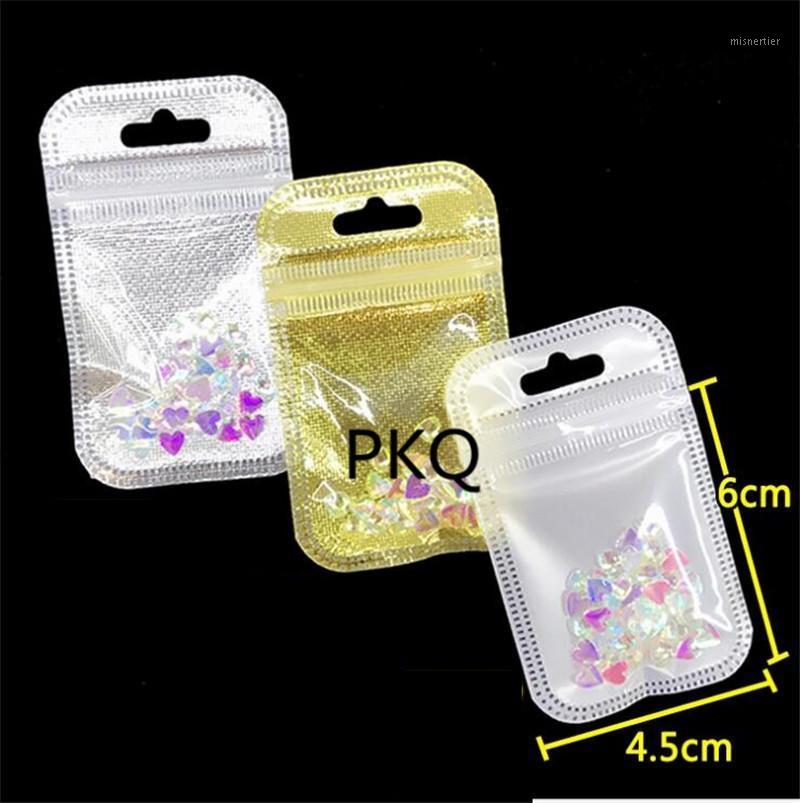 

Gift Wrap 100pcs 4.5*6cm Small Mini Packing Bag Self-sealing Button Ring Clavicle Nail Dress Crystal Diamond