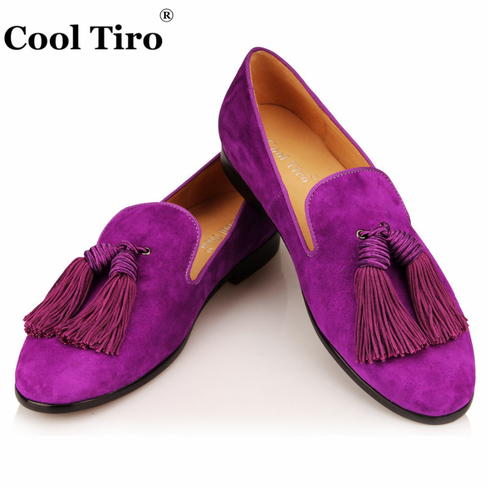 

Cool Tiro Men Handmade Shoes Purple Suede Loafers Men's Moccasins Tassels Slippers Wedding Dress Shoes Casual Flats Real Leather A0608, Wine red