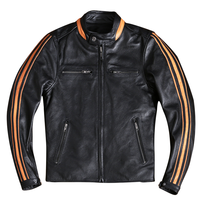 

Black Genuine Leather Jacket Men Stand Collar Motorcycle Style Plus Size 5XL Real Natural Cowhide Spring Slim Fit Coat