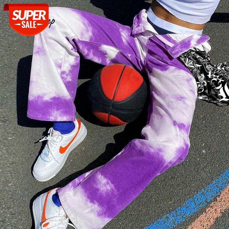 

Weekeep Tie Dye Print Streetwear High Waist Cargo Pants Fashion Vintage Straight Pants Women Capris Joggers Autumn Trousers 90s #gg7O, Black;white