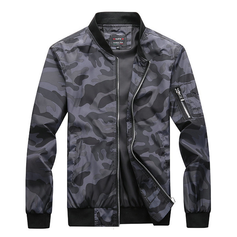 

2021 New Spring Autumn Windbreaker Bomber Men Casual Camouflage Military Mens Jacket Coat Plus Size -6xl Gd67 7xt9, Grey camouflage