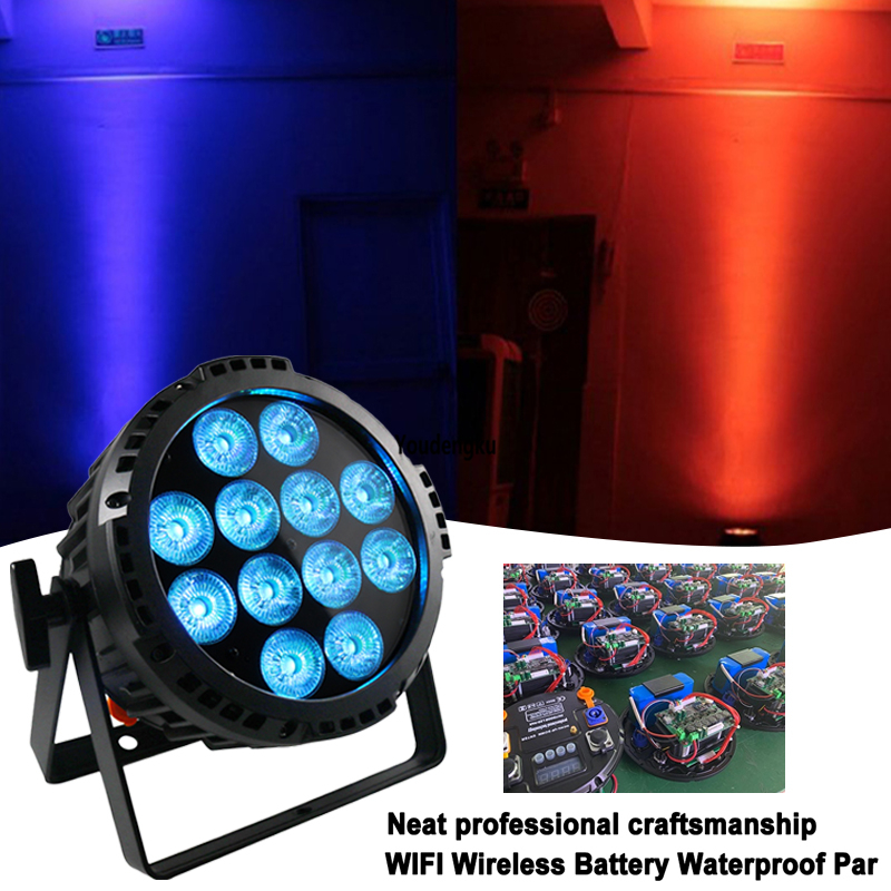 8pcs waterproof led par can 12*18w rgbwa uv 6-in-1 outdoor led par 64 light wireless battery powered led uplight-image-744802320