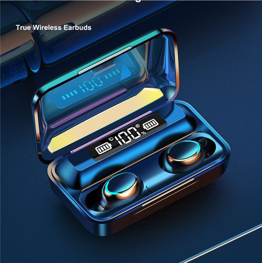 

F9 TWS Bluetooth Earbuds 5.0 Wireless Headphone Touch Control Earphones Stereo Premium Sound Universal Sports Headset LED Display for Iphone 12 11 Pro Max Galaxy S21, White