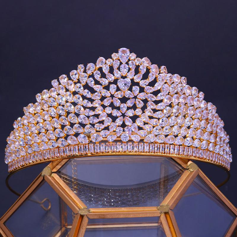 

Hair Clips & Barrettes Ymor Classic Love European Zirconia Bridal Tiara Crystal Crown Plated Wedding Dress With Bride Accessories 90, Golden;silver