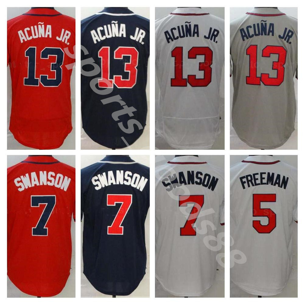 

2020 2021 13 Ronald Acuna Jr Jersey 5 Freddie Freeman 7 Dansby Swanson 24 Deion Sanders Men Women kids Baseball jerseys 06, Colour 6