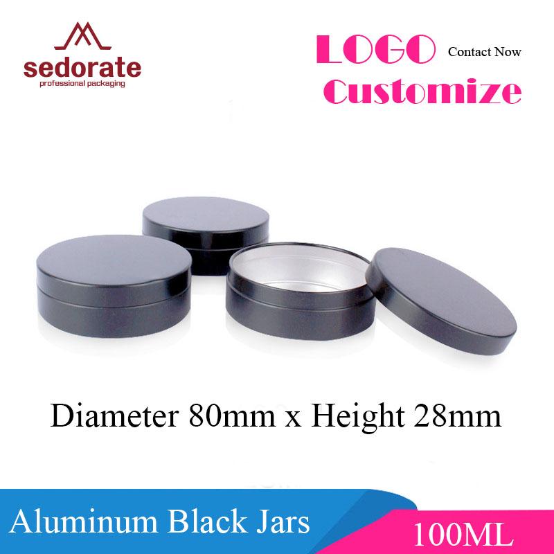 

Sedorate 20 pcs/Lot Black Aluminum Round Jars For Carbon Powder 100ML Hair Wax 100g Containers Metal Case MC8028