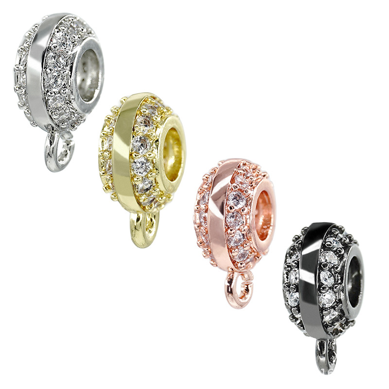 

Rose Gold Plated Micro Pave Copper Circle Charms Accessories for Bracelets and Necklace DIY Jewelry Making