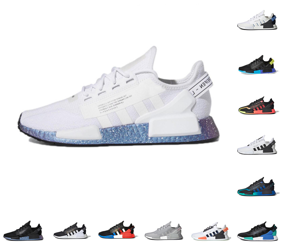

Latest Dazzle camo nmd r1 v2 mens running shoes White Speckled aqua tones mexico city metallic core black munich oreo green men women outdoor trainers sports sneakers, Original shoe box