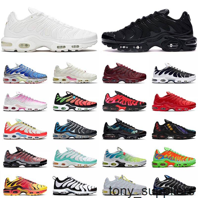 

2021 PLUS TN Sport Running Shoes Triple Black Sup All White Mens Womens Blue Silver MEAN GREEN Woraldwide Team Red Trainers Sneakers 36-46