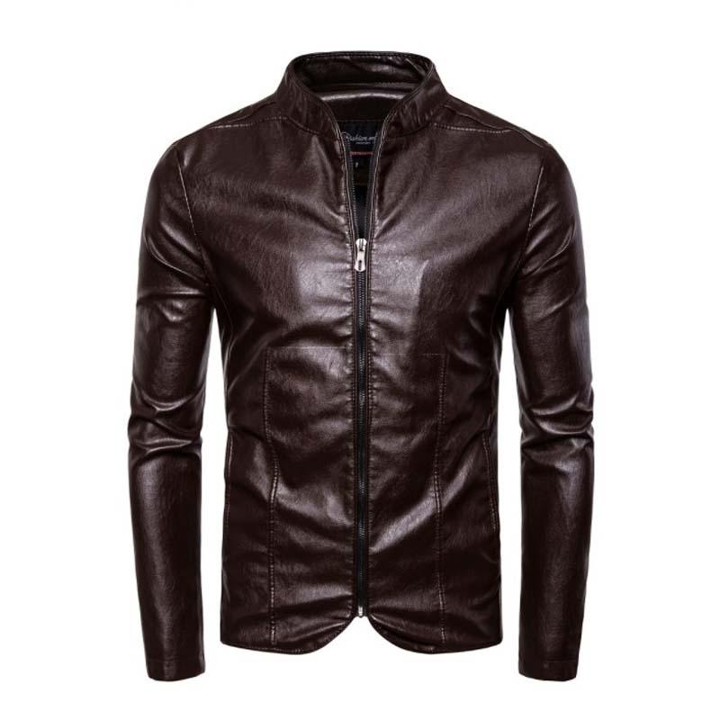 

Hunting Jackets Spring Autumn Leather Jacket Men Slim Fit Motorcycle Casual PU Coat Male Chaqueta Cuero Hombre, Black