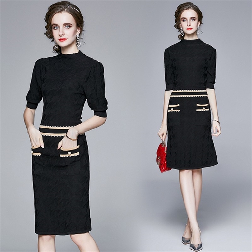 

Women half Sleeve Sweater Dress ' Casual Autumn sweater O-neck pull oversize Knitted es 211110, As picture