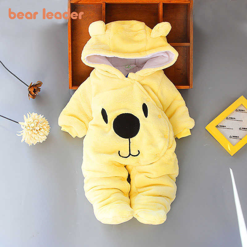

Bear Leader Toddler Kids Winter Clothing Baby Kid Heavyweight Casual Romper Boys Cartoon Cute Costume born Girls Romper 210708, Ax1316brown