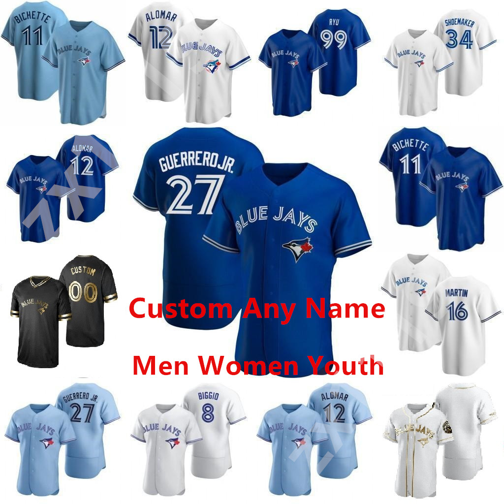 

New 2020 Men Women youth Toronto Vladimir Guerrero Jr. Blue Jays Cavan Biggio Hyun-Jin Ryu Yamaguchi Randal Grichuk Drury Baseball Jerseys, Blue;black