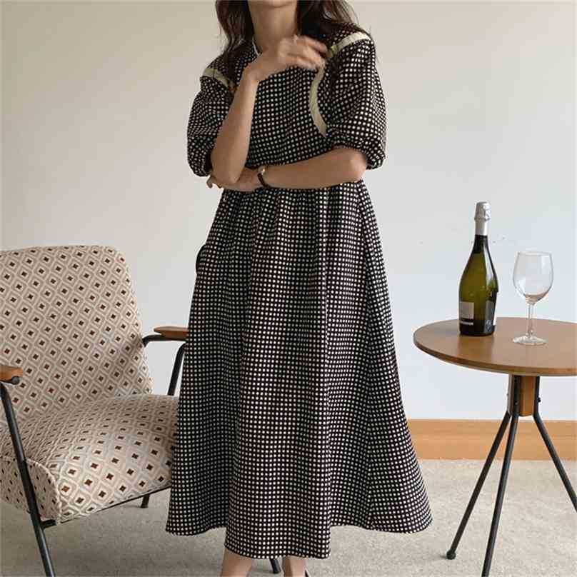 

Black Stylish Summer Polka Dots Vintage Loose French Slim Femme Prom Sweet Chic A-line Vestidos Long Dresses 210525, Photo color